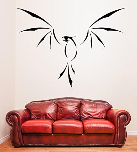AnOL (90x66 cm) Vinyl Wall Decal Phoenix With Open Wings/Fire Bird Art Decor Home Sticker/Volcano Lava Fenix DIY Mural + Free Random Decal Gift