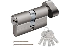 Hengsong Knaufzylinder,Zylinderschloss 30/30,Schließzylinder mit Knauf für Haustür,Haustüren,Sicherheitsschloss Haustür,Gartentor Schloss,Haustürschloss,ca.6cmx1.68cmx3.28cm,Grau