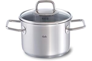Fissler Viseo Faitout en Acier Inoxydable (2,1 l – Ø 16 cm) avec Couvercle en Verre, Échelle Graduée Intérieure, Bord Verseur, Compatible Induction, Économe en Énergie, pour Tous Types de Feu Y Compris l’Induction