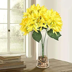 TIED RIBBONS Artificial Flower and Decorative Glass Vase with Pebbles for Side Corners, Center Table, Home Decor, Living Room, Dining Room, Bedroom, Wall Shelf (White)