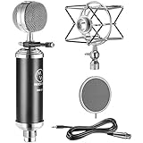 El kit incluye:(1) Micrófono de condensador de estudio profesional + (1) montura antivibratoria + (1) filtro de metal POP intergrado + (1) Cable 3.5MM a XLR de micrófono