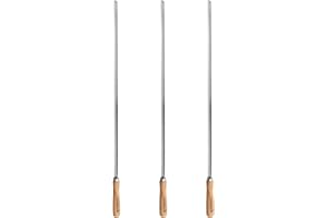 Barbecook brochetas reutilizables para barbacoa, juego de 3 brochetas XL, accesorio para barbacoa de acero inoxidable y madera, 65cm
