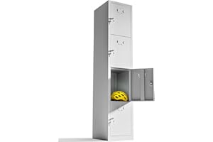 TwinThink Taquillas Vestuario de 4 Puertas Taquillas Metalicas con Llave, Taquilla Meatlica de Vestuario Taquillas Vestuario Metalicas (Gris)
