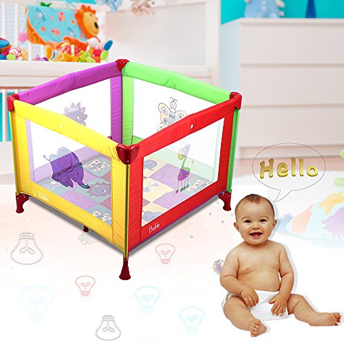 Bable Baby Playpen Play Yard with Cotton Play Mat and Carrying Bag (90x90x64cm)