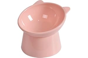 Dotoen Raised Cat Bowl，Elevated Cat Feeding Bowls with Stand，Anti Vomit Cat Food Bowl，Cat Feeder Food Water Bowl Cat Dishes 15° Tilted Raised Cat Feeder (Red)