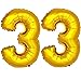Produktbild DekoRex® Folienballon Zahlenballon Luftballon Geburtstag Deko 40cm Gold Zahl: 33