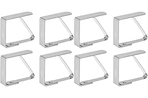 Qshwese Tischtuchklammern, 8 Stück Tischdeckenklammer Edelstahl Tischabdeckungsklemmen Tischdecke Clips Tischtuch Clips - Silber 4,5 x 3,8 cm