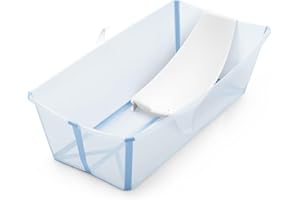 Stokke Flexi Bath XL (Ocean Blue) with Newborn Support - Durable & Easy to Store - Convenient to Use at Home or When Travelling - Best for Ages 0-6 Years