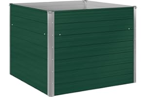 ‎VIDAXL vidaXL Hochbeet Gartenbeet Gemüsebeet Pflanzbeet Pflanzkasten Blumenbeet Blumenkasten Frühbeet Garten 100x100x77cm Verzinkter Stahl Grün