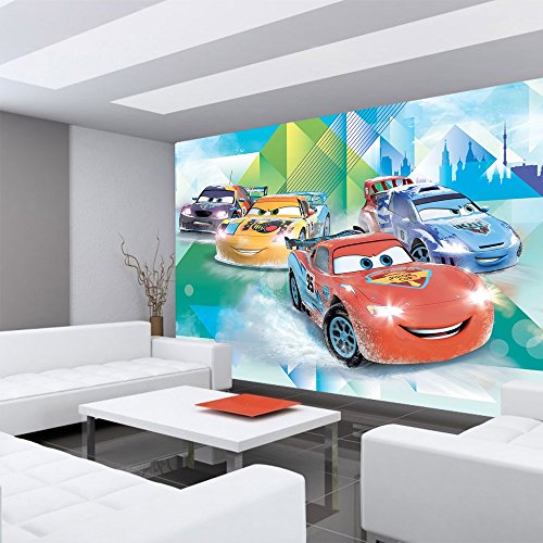 Vlies Fototapete PREMIUM PLUS Wand Foto Tapete Wand Bild Vliestapete – Disney Pixar Cars Kindertapete Lightning McQueen – no. 2151, Größe: 254 x 184 cm Vlies - 4