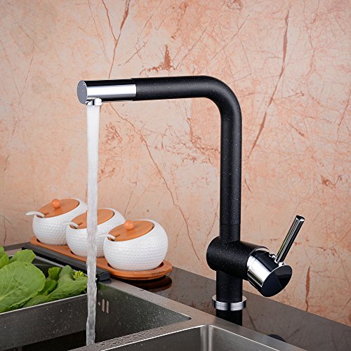 Hiendure® Schwarz Küchenarmatur Armatur Spüle Spültischarmatur Wasserhahn Küche Mischbatterie Spiralfederarmatur - 4