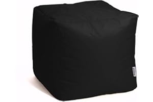 Avalon - Pouf Poggiapiedi CUBO Jive, Puff Poggiapiedi Divano quadrato, Puffo Imbottito in Tessuto Tecnico Resistente e Antistrappo, Comodo e Impermeabile, Made in Italy(45cm-Nero)