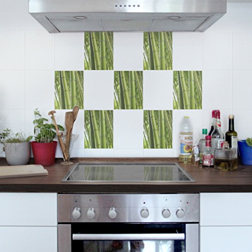 Fliesenaufkleber 20×15 Fliesen Folie Kacheldekor Aufkleber Bamboo Trees No.1 , Setgröße:6teilig - 2
