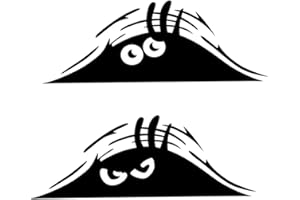 ASYKNM Adesivo per auto divertente in 3D: set di 2 pezzi con mostriciattolo a cartone animato che sbircia con occhi spaventosi. Impermeabile, ideale per auto, elfi e decalcomanie originali