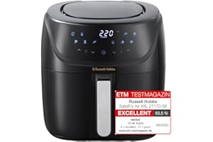 Russell Hobbs XXL Family Rapid Digital Air Fryer 8L [Compact Housing |7 Cooking Functions |10 Programmes] Energy Saving, Max 220°C, Use without oil, Grill, Bake, Roast, Reheat, Frozen etc. 27170
