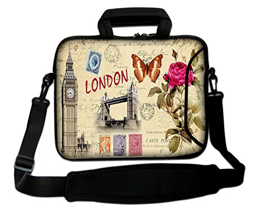 LUXBURG® 17,3 Zoll Schultertasche Notebooktasche Laptoptasche Tasche mit Tragegurt aus Neopren für Laptop / Notebook Computer - Wochenende in London