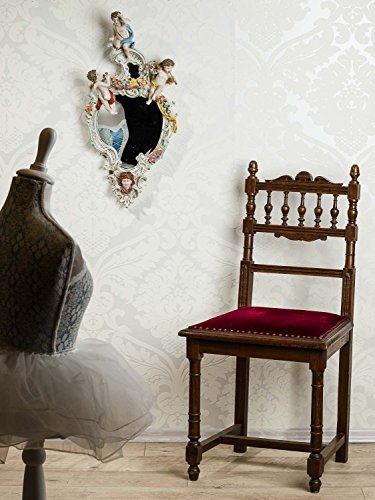 Spiegel Porzellan Engel Putte Blumen Wandspiegel Nostalgie Antik-Stil - 4