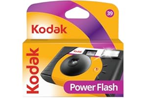 KODAK Power Flash 39 scatti - Fotocamera usa e getta da 35 mm, flash automatico incorporato, ISO 800, messa a fuoco fissa, mirino ottico, riavvolgimento manuale - Nero
