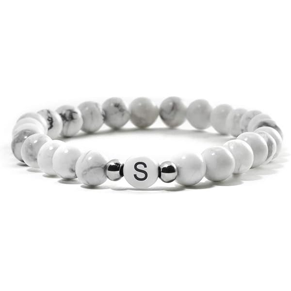 Bracelet En Agate Noire Mat Avec Initiales - Bijou Personnalisé Fait Main Pour Couple Ou Cadeau - Pierre Naturelle