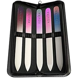 Kovira 5 Set Lima de Uñas Cristal de 15cm Professional con Estuche – Cuidado de Uñas Cristal de Lujo Premium para una Manicura y Pedicura Duradera - Limas para Uñas naturales y acrílicas