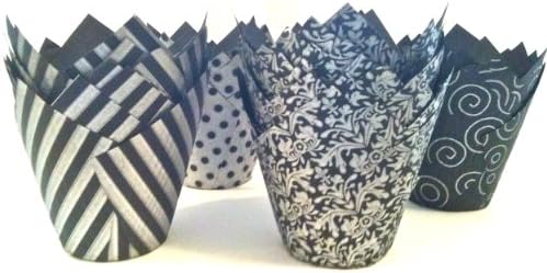 Silver and Black Folded Muffin Cases 36 pieces