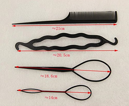 cuhair (TM) 4 PCS Haar Twist Styling Clip Stick Bun Donut Maker Braid Werkzeug Set Kopfband Haar Zubehör - 2