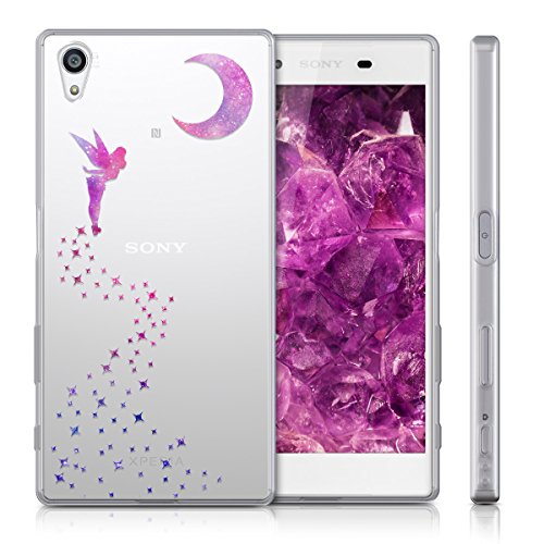 kwmobile Funda para Sony Xperia Z5 - Carcasa Protectora de  TPU  con dise  o de Hada en  Rosa Fucsia Violeta Transparente 
