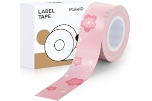 ‎MAKEID Makeid Kompatibel Etikettenband 16mm x 4m farbig Hitzebeständig Selbstklebend als Ersatz für Makeid L1/Q1/E1 Japanische Kirschblüten