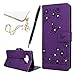 Price comparison product image Samsung Galaxy Note 9 Case, PU Leather Bling Sparkly Gems Premium Wallet Case Flip Embossed Butterfly Cover with Inner Rubber Back Holder Magnetic Clip & Card Holders Stand Case with Dust Plug & Stylus for Samsung Galaxy Note 9-Purple