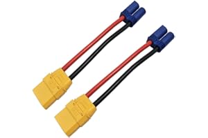 ONPRO 2pcs XT90 Mâle Fiche Connecteur Adaptateur à EC5 Femelle Fiche Connecteur Adaptateur Câble avec Cordon de Câble en Silicium 12WAG (mâle EC5 à Femelle XT90)