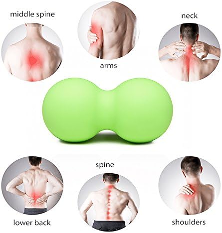 RSPrime Massage Ball Peanut Lacrosse Balls Double Muscle Roller Ball Exercise Ball Silicone Terapy Ball for Deep Tissue Trigger Point Reflexology Stress Therapy and Myofascial Release Foot Massager Acupressure Rehab Plantar Fasciitis for Pilates Crossfit Yoga Fitness Sport Muscle Tension Release (green)