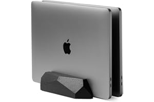 Oakywood Podwójny pionowy stojak na laptopa, dla urządzeń o grubości do 2 cm, kompatybilna ze wszystkimi powierzchniami MacBook Pro Air iPad, dla maks. 2 urządzenia, dąb barwiony na czarno