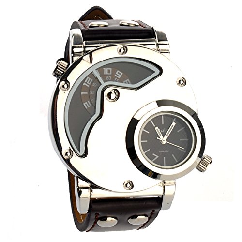 Foxnovo Oulm 9591 Cool Sport Stainless Steel Case PU Band Dual Zeitzone Mens Quarz Analog Armbanduhr (braun) Foxnovo Oulm 9591 Cool Sport Stainless Steel Case PU Band Dual Zeitzone Mens Quarz Analog Armbanduhr (braun)