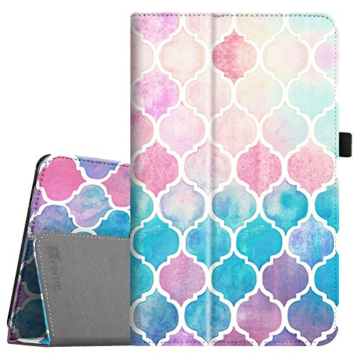 Fintie Huawei MediaPad T1 10 Hülle - Slim Fit Kunstleder (Folio) Schutzhülle Tasche Case Cover Standfunktion und Stylus-Halterung für Huawei MediaPad T1 10.0 LTE / WiFi (9,6 Zoll) Tablet-PC, Aquarell kariert
