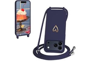 CaseLover Handyband kompatibel iPhone 17 Pro Max 6.9" Hülle mit Band, Herz Muster Silikon Necklace Handyhülle mit Abnehmbar Kordel zum Umhängen Stossfest Schutzhülle für iPhone 17 Pro Max, Navy Blau