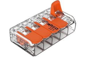 Wago 221-615 - Bornes de connexion compactes avec levier d'entraînement, 5 conducteurs, pince à levier, pince en étain, 0,5-6 mm²