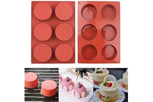 2PCS Round Cylinder Cookie Mold, BREEZO Chocolate Candy Mold, Silicone Baking Moulds for Sandwich Cookies Muffin Cupcake Soap Brownie Cake Bread Pudding and Jello (6-Cavity)