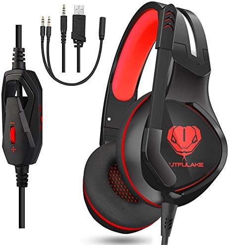 Gaming Headset for PC, PS4, XBOX ONE, Headphones 3.5 mm Wired Headset with Microphone Noise Isolation Earphones for Nintendo Laptop, Smartphone red
