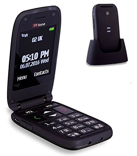 TTfone Meteor Big Button Flip Clamshell EE Pay As You Go UK SIM-Free Mobile Phone (BLACK)