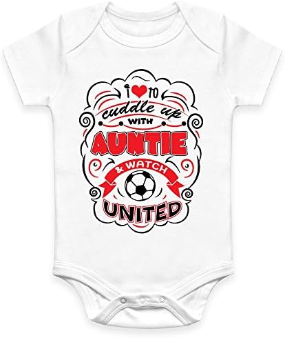 Coco RascalBaby Boy Girl Cuddle Auntie Manchester Footie Man United MUFC Football White Bodysuit Grow Vest (0-18 Months)