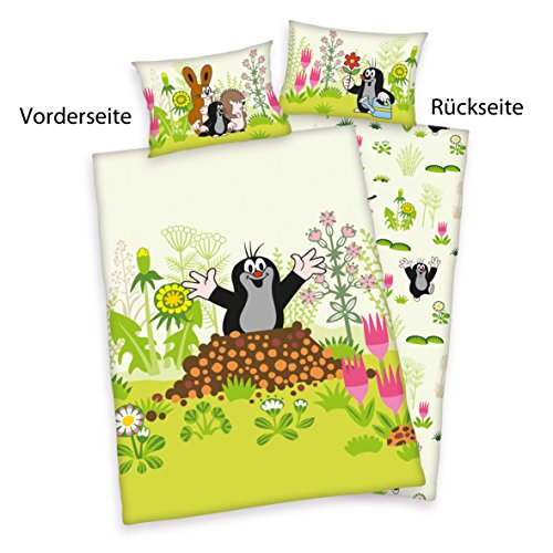 Herding 2607201063 Bettwäsche Der kleine Maulwurf, Kopfkissenbezug, 40 x 60 cm und Bettbezug, 100 x 135 cm, flanell / biber - 2