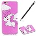 Produktbild Apple iPhone 6S Plus Hülle,iPhone 6 Plus Silikon Handyhülle,WIWJ Hülle TPU Soft Silikon Backcover Case Handy Schutzhülle Glühende Handy Shell in der Nacht Durchsichtig mit Gemalt Kunst Malerei Muster HandyhülleStoßdämpfend Transparent TPU Silikon Schutz Handy Hülle Case Schutzhülle für iPhone 6S Plus/iPhone 6 Plus +1x Touch Stylus Pen-Weißes Wolken-Einhorn