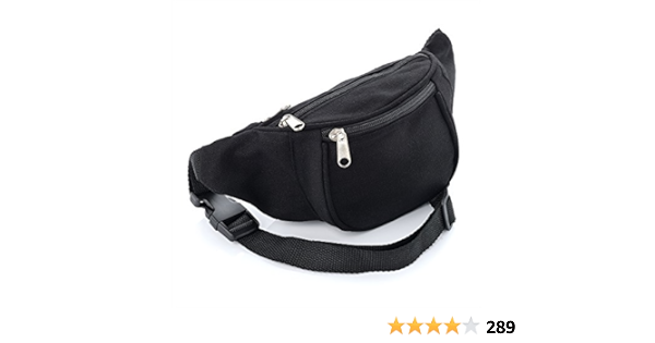 black canvas fanny pack