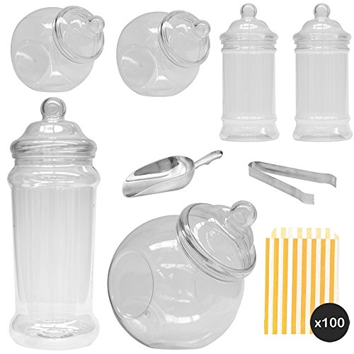 Vintage Victorian Pick & Mix Candy Buffet Kit  Jarra de 6 Unidades con Rayas Bolsas