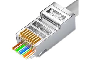 VIVOCH 50 Pcs Cat6 RJ45 Pass Through Connectors, Cat6 RJ45 Pass Through Plugs, Cat6 Metal Shielded RJ45 Ends FTP 8P8C Modular Network Plug Connector