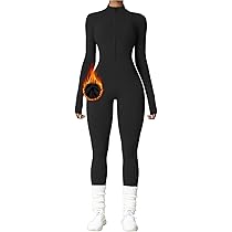 Adorence Damen Sport Jumpsuit Langarm - Yoga Overall Mit Reißverschluss, Eng Anliegender Fitness Einteiler