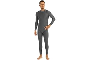 dPois Herren Jumpsuit Lang Overall Langarm Ganzkörperanzug Bodysuit mit Stehkragen Zipper Sport Body Gymnastikanzug Stretch