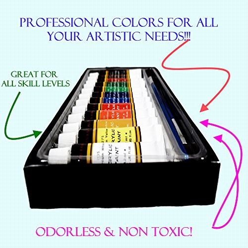 Acrylfarbe 12 Set von Crafts 4 All Für Papier,Leinwand,Holz,Keramik,Stoff & Handwerk.Nicht toxisch & Lebendige Farben.Rich Pigmente and High Qualität -Für Anfänger, Studenten & Professionals Künstler - 5
