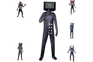 DONY Skibidi Costume Toilet da Bambini Ragazzo Ragazza,TV Man Gioco di Cartoni Animati Cosplay Carnevale Mostro Tuta di Halloween Scuola Mascherata Festa di Compleanno Festa dei Bambini Natale