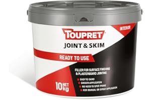 Toupret Ready to Use Joint Compound 10kg White Paste for Plasterboard Jointing, Surface Finishing, Filling